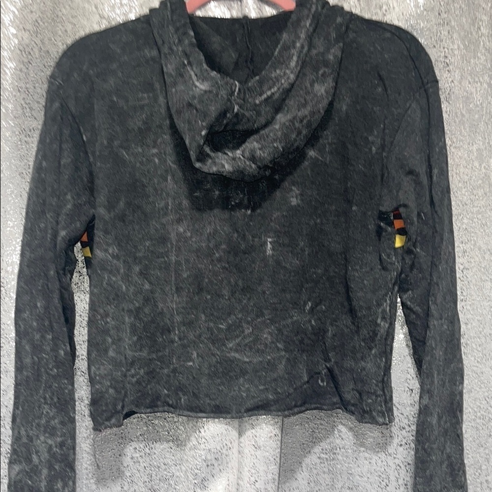 Bloom & Pop Cropped Hoodie with Striped Design - Picture 5 of 5